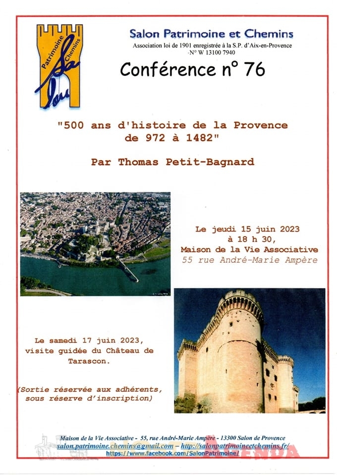 Conférence : "500 ans d'histoire de la Provence de 972 à 1482" Salon Patrimoine & Chemins Agenda Nostragenda