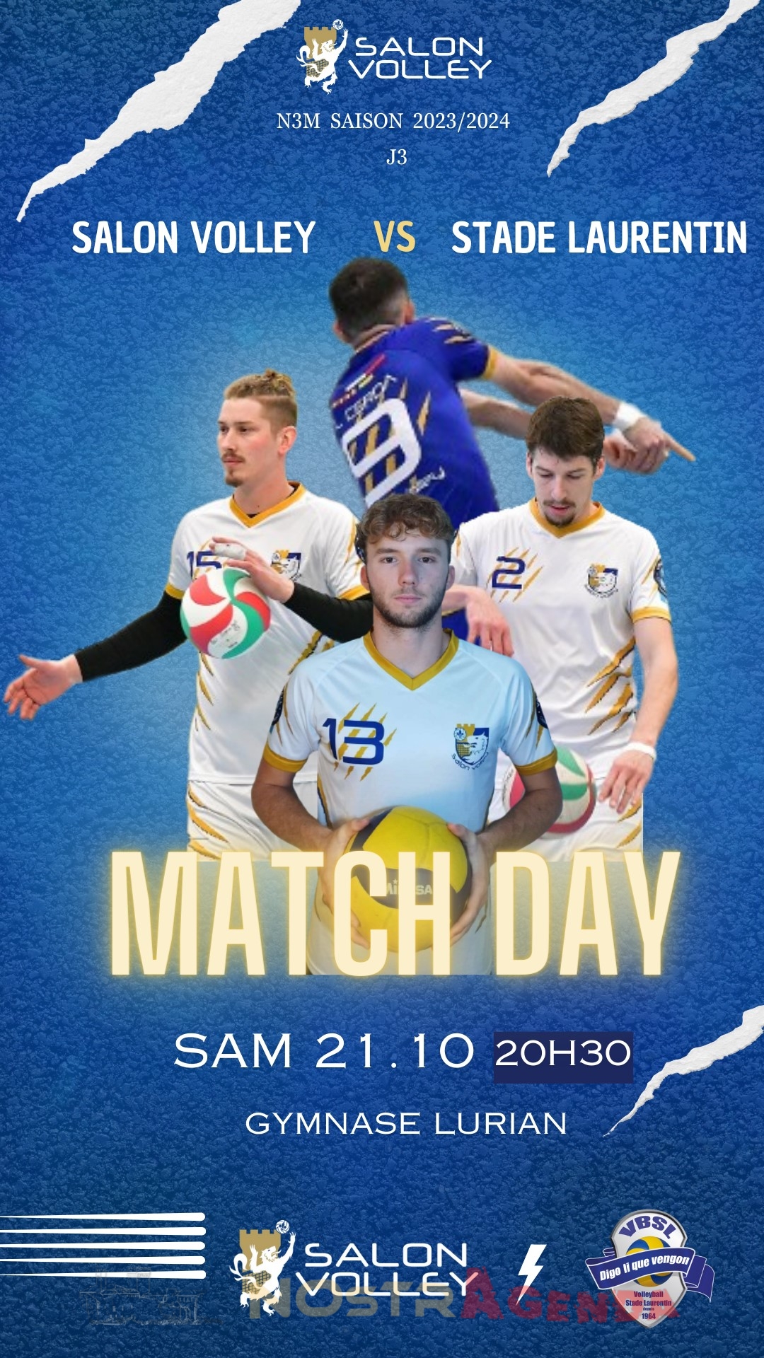 Salon Volley / Stade Laurentin Samedi 21 Octobre 2023 à 20h30 Nostragenda Salon-de-Provence