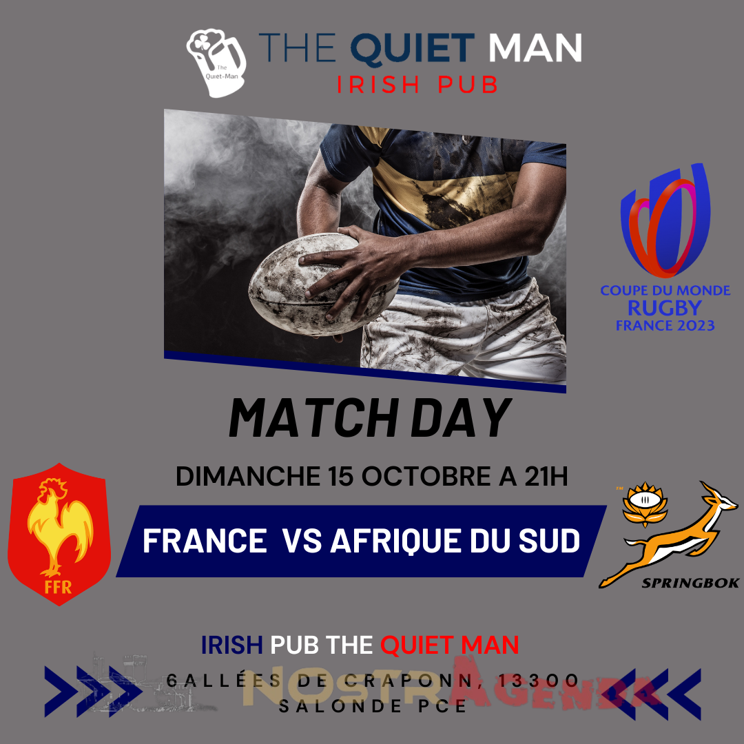 Coupe du monde de rugby FRANCE – AFRIQUE DU SUD - Quiet Man 𝟏/𝟒 𝐝𝐞 𝐅𝐢𝐧𝐚𝐥𝐞 𝐜𝐨𝐮𝐩𝐞 𝐝𝐮 𝐦𝐨𝐧𝐝𝐞