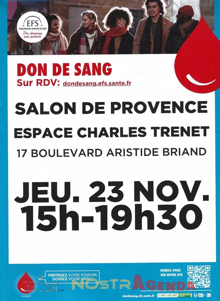 don du sang novembre 2023 amicale donneur de sang benevoles salon de provence agenda nostragenda