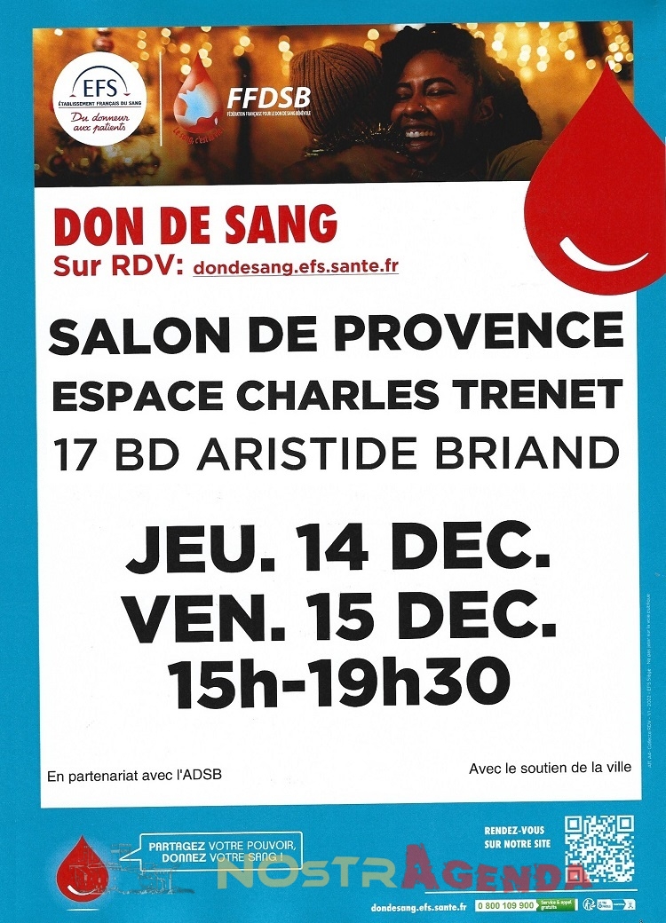 don du sang salon de provence décembre 2023 agenda nostragenda