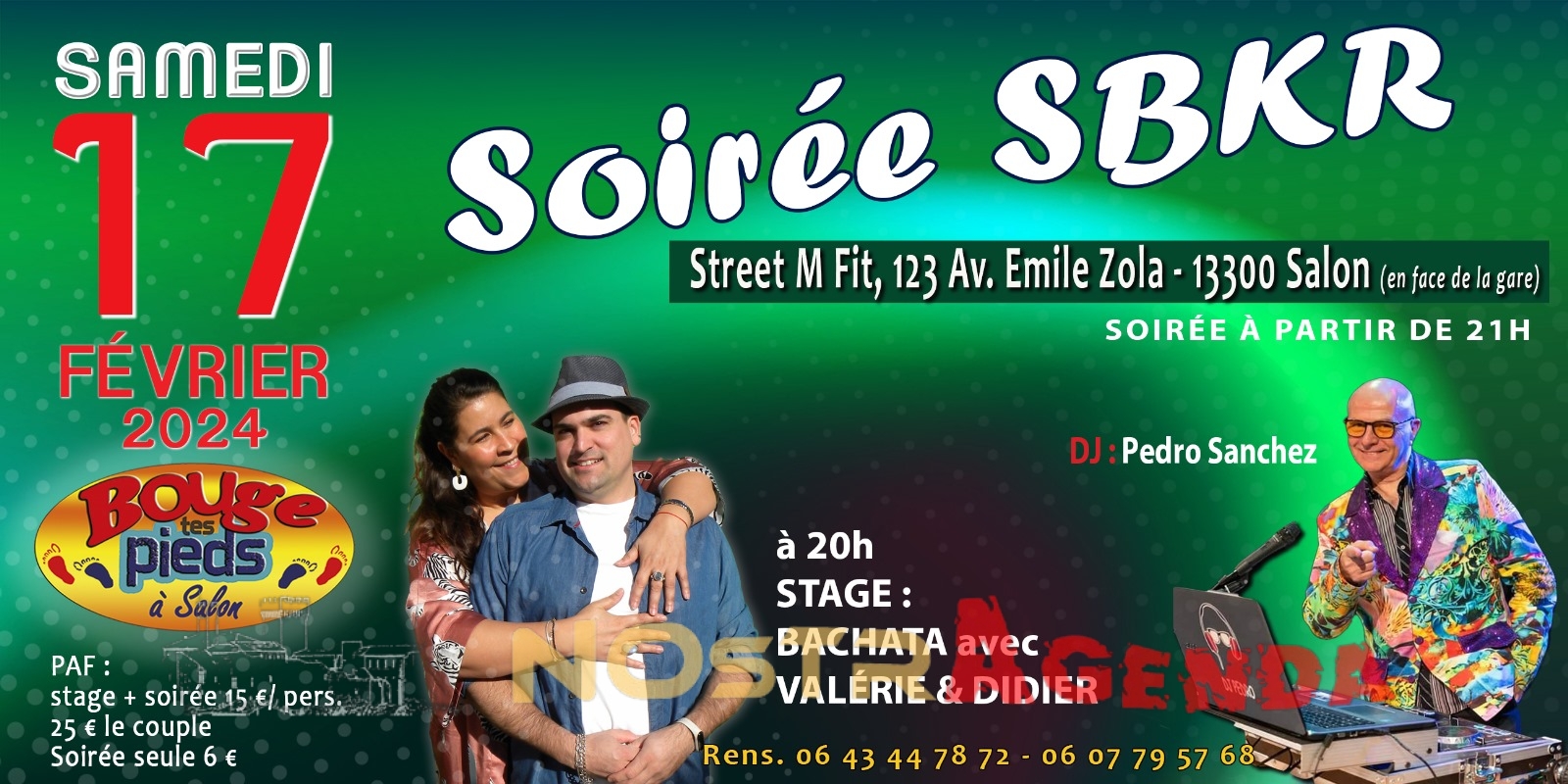 Soirée SBKR- Bouge tes pieds soirée SBKR + stage bachata Bouge tes pieds Salon agenda soirées sorties Nostragenda