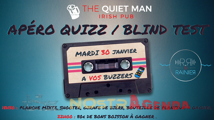 apéro quizz blind test avec Buzzeurs Quiet Man Salon agenda Nostragenda