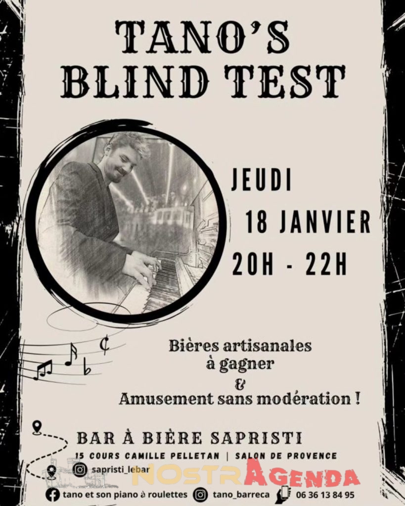 Tano's Blind test bar Sapristi Soirée Blind Test Agenda sorties Nostragenda Salon-de-Provence