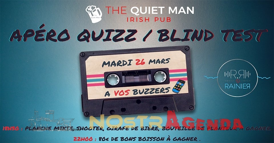 apero quizz 28 mars quiet man Salon Nostragenda soirées