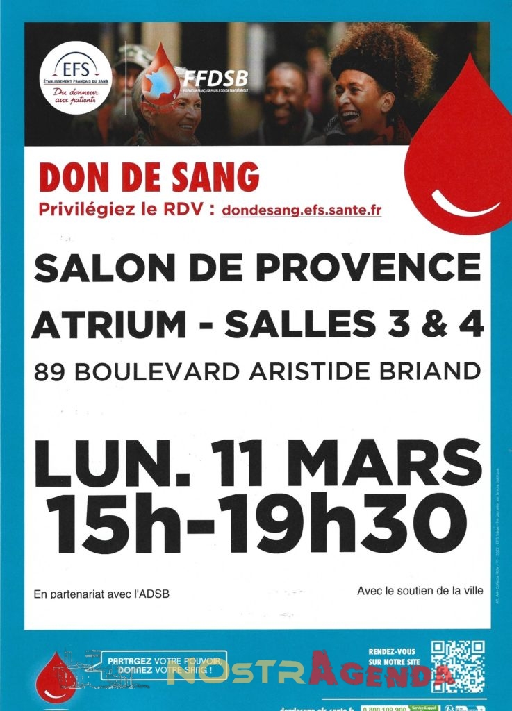 don du sang mars 2024 Salon agenda Nostragenda