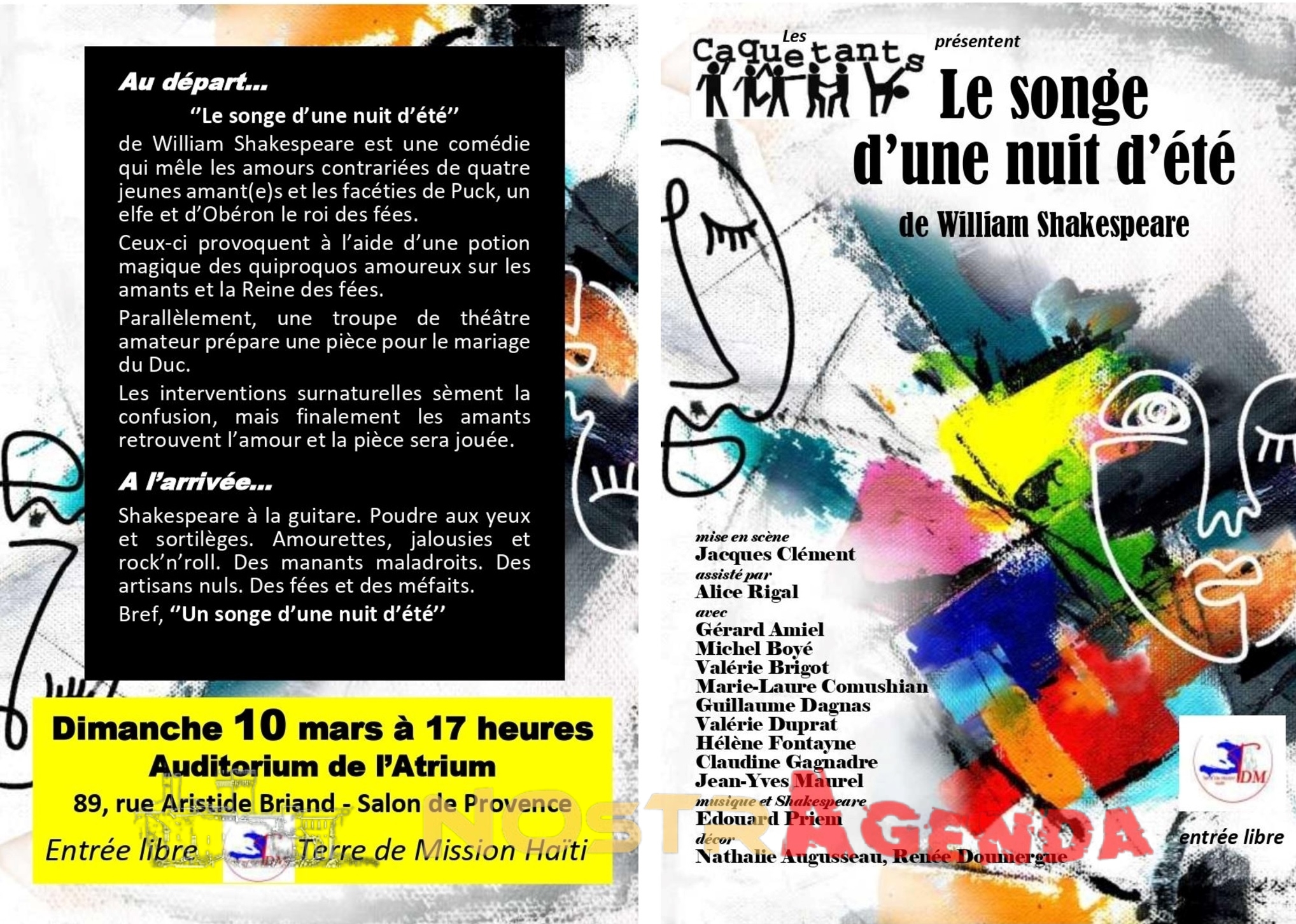 théâtre "Songe d'une nuit d'été" Atrium Salon agenda Nostragenda