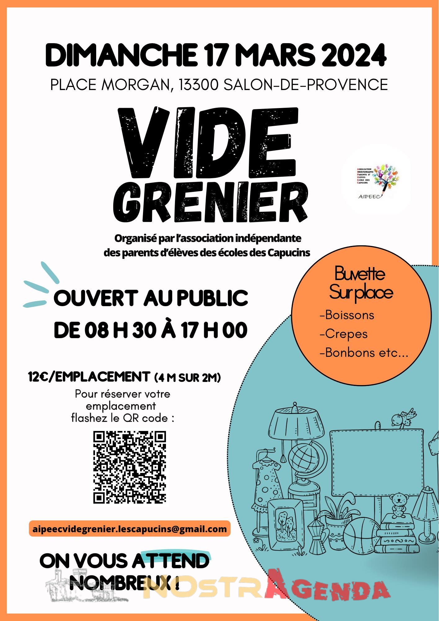 vide grenier AIPEEC Salon agenda Nostragenda