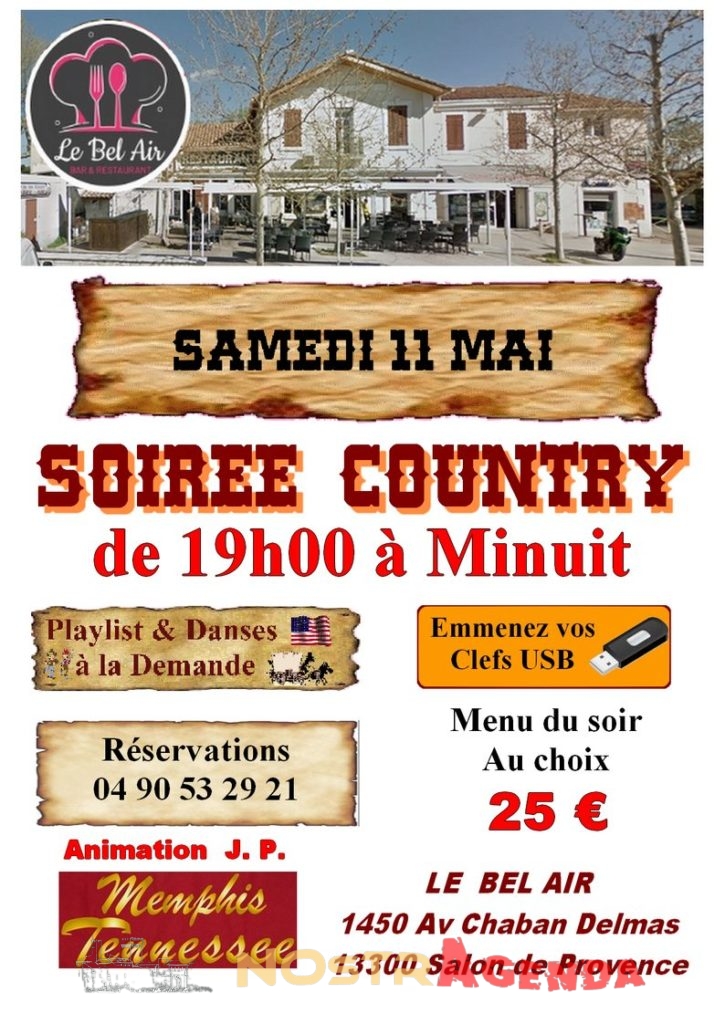 soirée country restaurant le Bel-air Salon agenda Nostragenda
