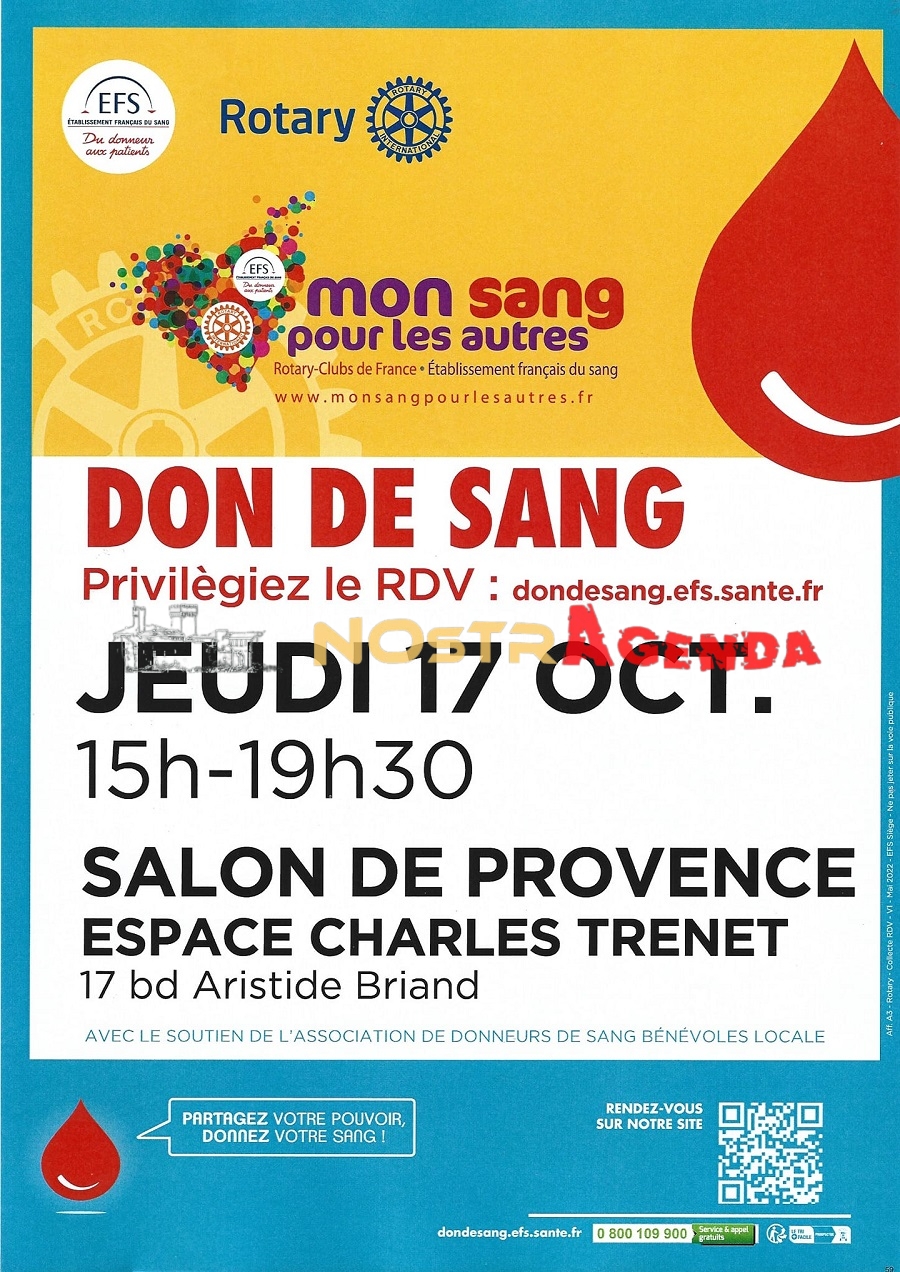 don du sang Salon 17 octobre agenda Nostragenda Trenet