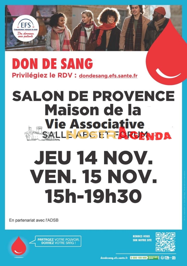 don du sang Salon novembre 2024 Maison de la vie associative Nostragenda