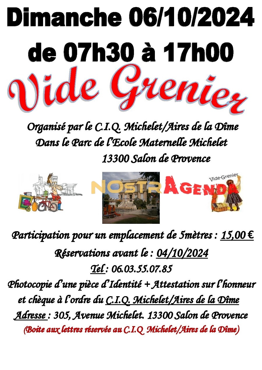 vide grenier du 06-10-2024 ciq michelet agenda Nostragenda Salon-de-Provence