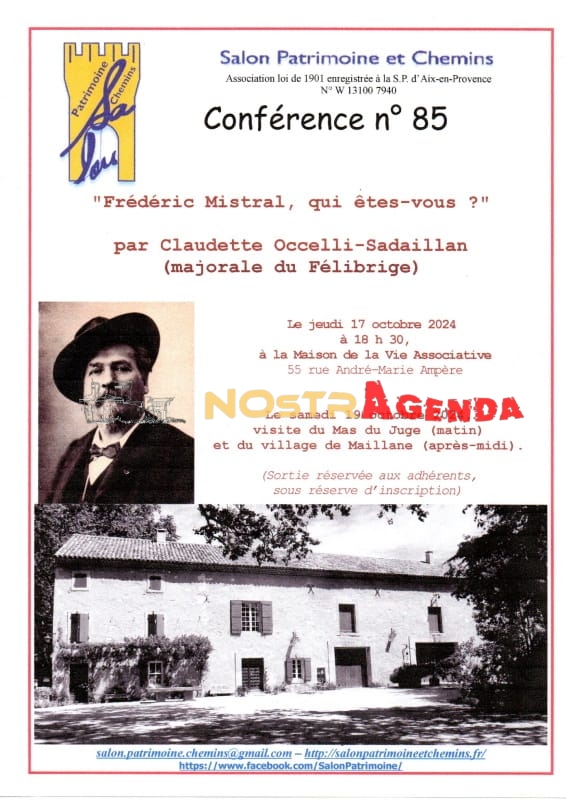 conference frederic Mistral Salon patrimoine et chemins Nostragenda 17 octobre 2024