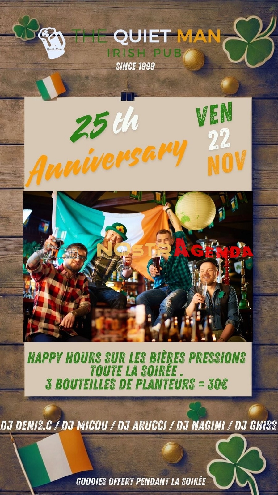 25eme anniversaire Quiet Man Salon Soirée DJ Nostragenda