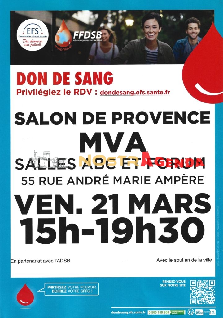 Don du sang Mars Salon de Provence Nostragenda Maison Vie Associative