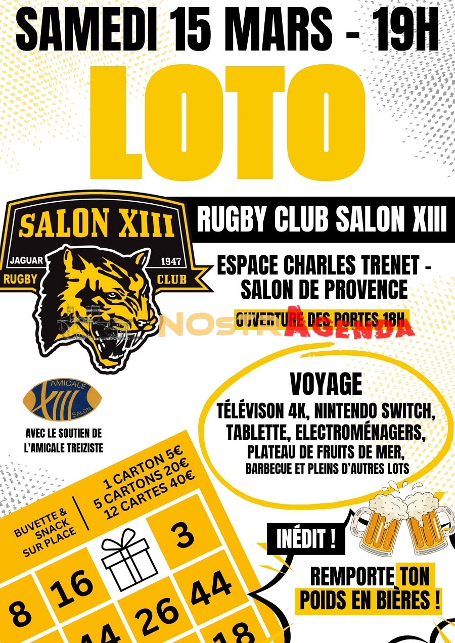 Loto RCS XIII 2025 agenda lotos Salon de Provence Nostragenda Trenet