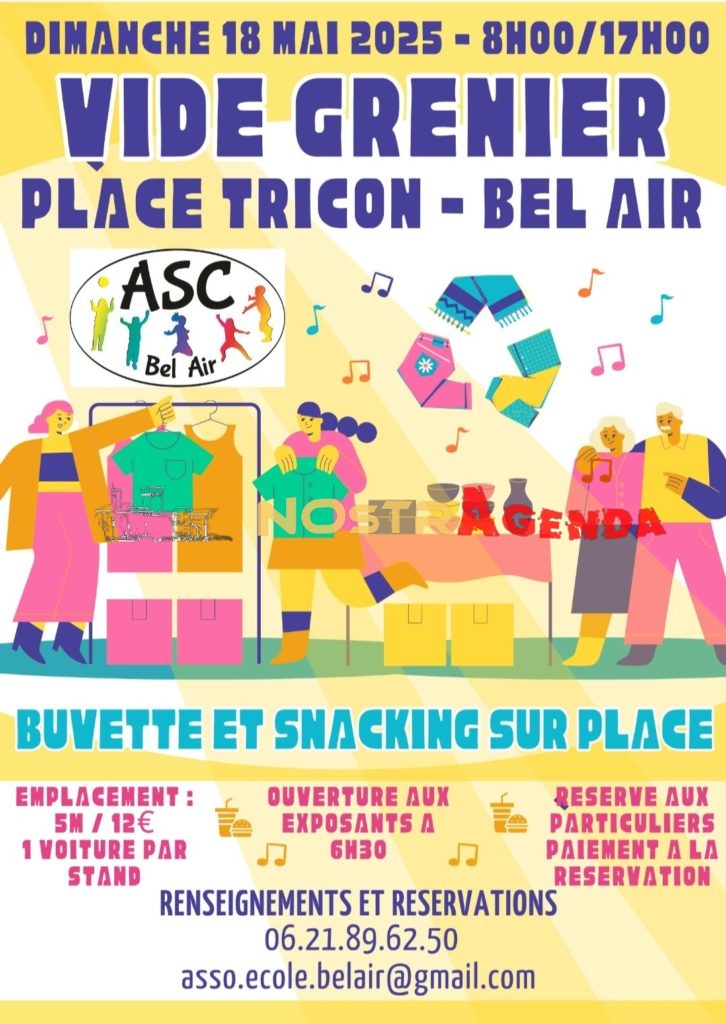 vide grenier bel air ecole Nostragenda 18 mai 2025