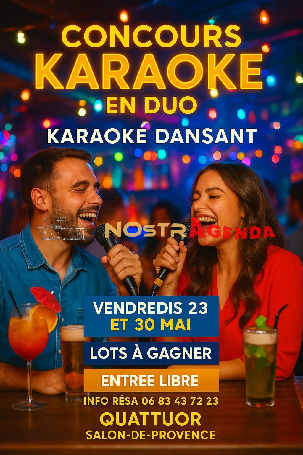 Karaoké en duo Le Quattuor Salon agenda Nostragenda Place Morgan 23 & 30 mai 2025