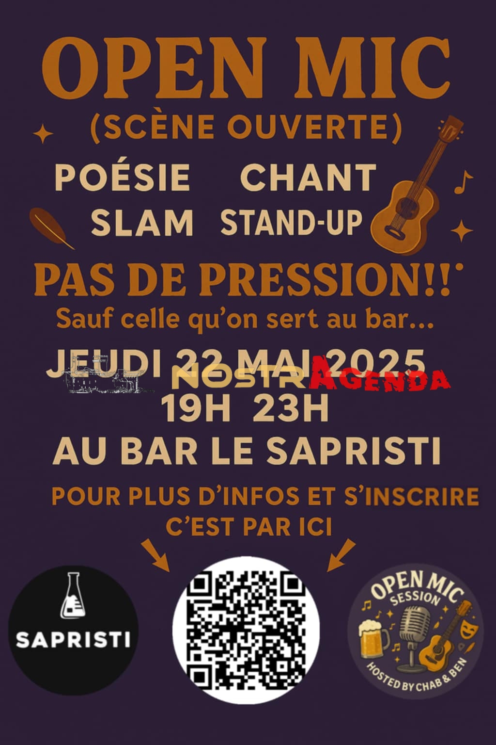 open mic 22 mai Bar Sapristi Salon Nostragenda
